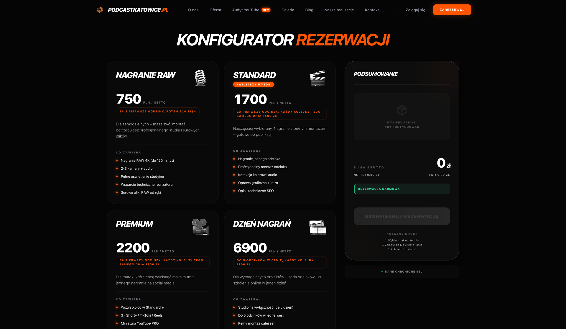 Podcast Katowice - Konfigurator Rezerwacji